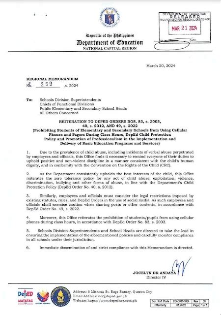 deped bohol memo|Regional Memo No. 259, s. 2024 Reiteration of .